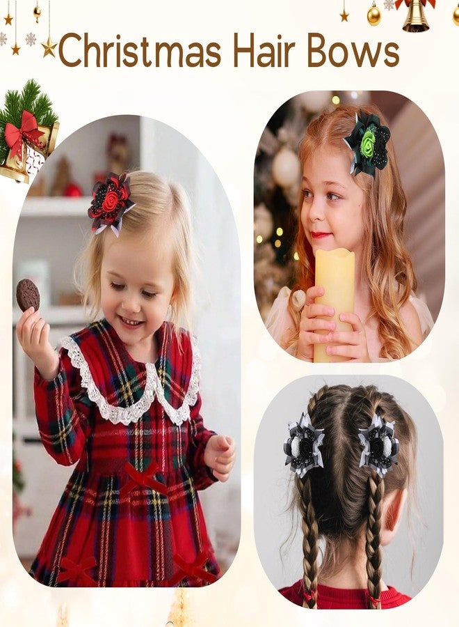 مجموعة توكوفاجو من 6 قطع من ربطات الشعر للبنات، مشابك شعر على شكل زهور، إكسسوارات شعر لعيد الميلاد للبنات، ربطات شعر للأطفال الصغار مع مشابك تمساح للأطفال والمراهقين - Image 3